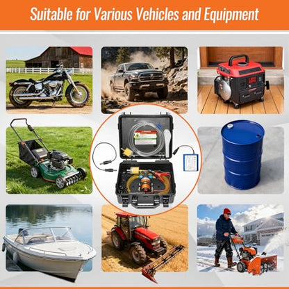 12V Fuel Transfer Pump Set Battery Powered, Moves Up to 85 Gallons Of Gas or Diesel Per Hour with Upgraded Carrying Case & Pulley Lead Pipe, for Vehicles, Boats, Equipment, Gasoline, Diesel - color: 85GPH