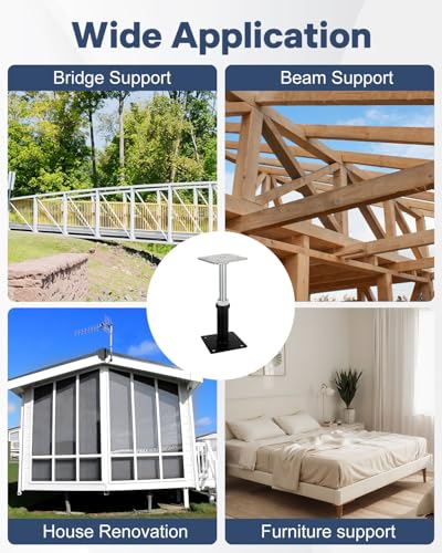4 Pack House Jacks for Leveling, Screw Jack Adjustable Floor Jack Post | 6" to 9.5" Height Range 4409 lbs Max Height Capacity, Crawl Space Jacks for Stairs, Porches, Roof Beams, Temporary Support