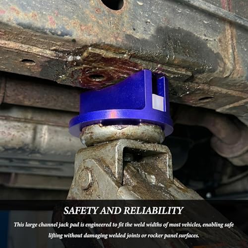 Universal Magnetic Jack Pad, 0.47" Width Slotted Jack Puck Heavy Duty Pinch Weld Frame Rail Protector, Aluminum Grooved Jacking Adapter Automotive Repair Accessories (Blue) - color: Blue
