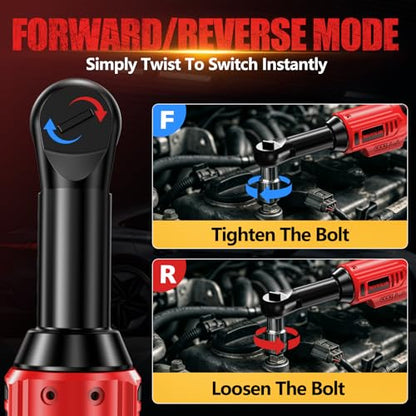 3/8" Cordless Power Ratchet Wrench Compatible with Milwaukee 18V Battery (No Battery) 60FT Torque, 0-400RPM Variable Speed Motor, Extended Wrench with 7 Sockets 1/4" Adapter 3" Extension Bar