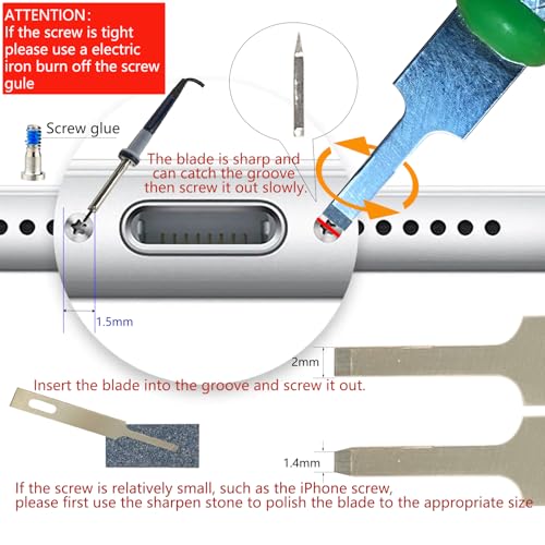 Damaged Screw Removal for iPhone, iPhone Repair Tool, Broken Screw Extractor Kit for Cell Phone,Targetting Small Screw Damaged can not Screw Out by Screwdriver, USB 5V2A Adapter Required