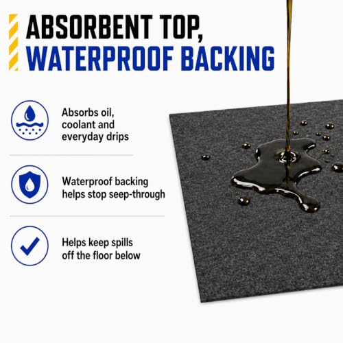 31" x 36" Garage Floor Mat, Oil Spill Mat for Under Car Motorcycle, Reusable Absorbent Leakproof Maintenance Mat, Protect Garage Driveway Floor from Oil Spills, Stains Splashes