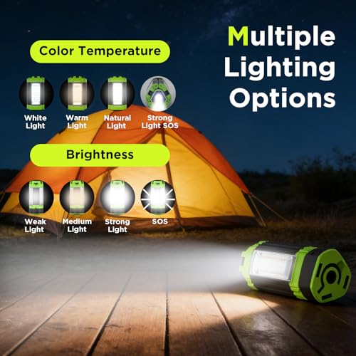 STEELITE Camping Emergency Light 2700 Lumens 12000mAh with Adjustable Tripod Stand, IP65 Waterproof Cordless Work Light, Magnetic Base, Telescopic, for Camping Outdoor Work Garage, Green