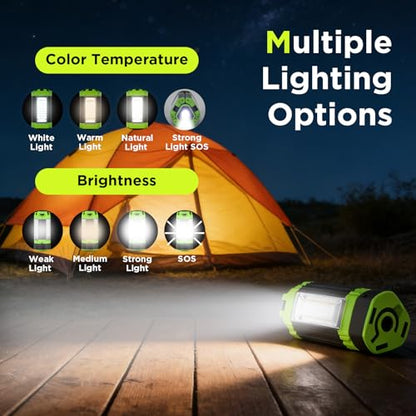 STEELITE Camping Emergency Light 2700 Lumens 12000mAh with Adjustable Tripod Stand, IP65 Waterproof Cordless Work Light, Magnetic Base, Telescopic, for Camping Outdoor Work Garage, Green