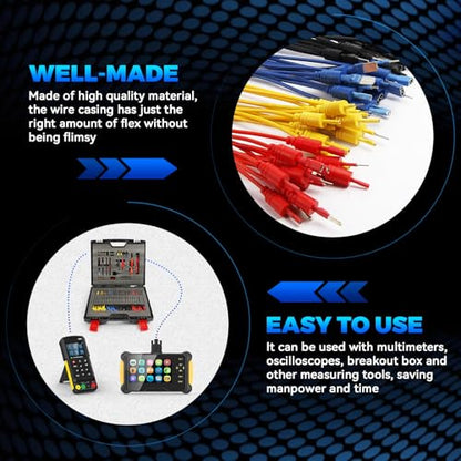 Autory 104PCS Automotive Circuit Test Leads Kit, Multimeter Terminal Test Leads Kit Multi Function Probe Test Kit with Heavy Duty Back Probes Test Lead Set Wire Connectors Set with Black Carrying Case