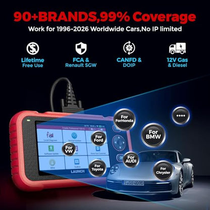 LAUNCH OBD2 Scanner CRP123I V3.0 Elite, 2026 Lifetime Free WiFi Update Scan Tool, FCA SGW, CANFD&DoIP, SAS/Throttle/Brake/BMS/DPF/Oil/ABS Service Multi Systems Car Scanner, Battery Test, Auto VIN