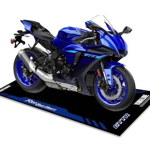 Motorcycle Mat for Garage 79x31 Inches Pit Garage Floor Mat Oil Absorbent Pad PVC Rubber Backing Layer Protects Floor from Spills, Drips, Splashes and Stains Washable - Yamaha Racing - color: Style 3