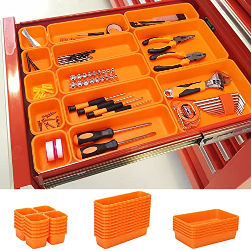 42 Pack Tool Box Organizer Tool Tray Dividers, Rolling Tool Chest Cart Cabinet Workbench Desk Drawer Organization and Storage for Hardware, Parts, Screws, Nuts, Small Tools Organization(Orange) - color: Orange