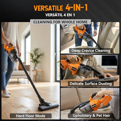 SEKAM Cordless Vacuum Cleaner for DeWalt 20V Battery, Handheld Vacuum with 400W Motor, 53 CFM Portable Garage Vacuum for Home Pet Hair Car Detailing (Battery Not Included)