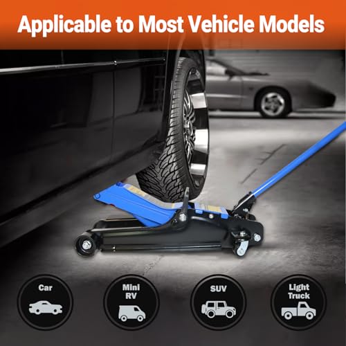 2.5 Ton Car Jack Low Profile Hydraulic Floor Jack, 5500 lbs Capacity, 3.4"-15.2" Lifting Range, Alloy Steel, Black, for Sedans and SUVs - color: Blue