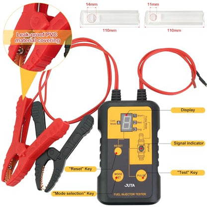 JUTA VT200 Fuel Injector Tester Cleaner Tool Fuel System Cleaner with 2 Size Cleaning Adapters for Gasoline Engines