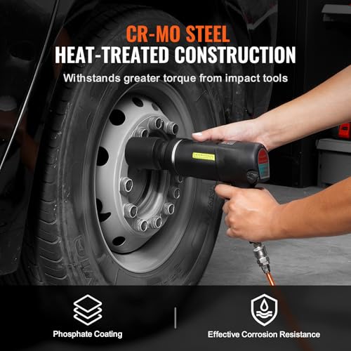 VEVOR Axle Nut Impact Socket Set - 1/2" Drive Deep 6-Point 8-Piece SAE Spindle Nut Socket CR-MO Heat Treated Large Socket Set with Storage Case for Auto Repair, Removing or Installing Axle Nuts - style: 1/2" 8PCS CR-MO