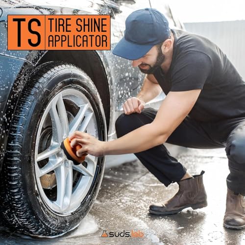 Suds Lab TS Tire Shine Applicator – Reusable Foam Tire Dressing Applicator Pad, Tire Shine Brush, Ideal for Car Tire Shine Gel, Tire Balm, Tire Cleaner, and Tire Applicator Sponge for even application