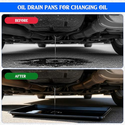3 Pack Extra Large Oil Drip Pan for Under Car, 35.4 x 24 x 1.6 in Oil Catch Pan, Black Plastic Replacement Tray for Garage Automotive Driveway Washing Machine