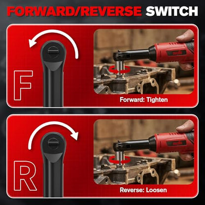 3/8" Electric Ratchet Wrench Cordless 21V, 55 Ft-lbs Brushless Ratchet Wrenches with Extension Bar, Adapter, 7 Sockets, LED Light, 70 N.M High Torque Ratchet Tool Set with 2 Batteries & Charger