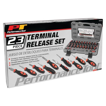 Performance Tool W89732 Terminal Release/Remover Set - 23-Piece Kit for Safe Removal of Terminal Blocks - style: 23pc Terminal Release Kit