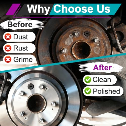 2 Sets Wheel Hub Cleaning Kit Fits 1/2" Impact Driven Wrenches | Washable Reusable Filters, with Cleaning Brush (Black), Quickly Remove Rust from Studs and Brake Discs, Premium Materials