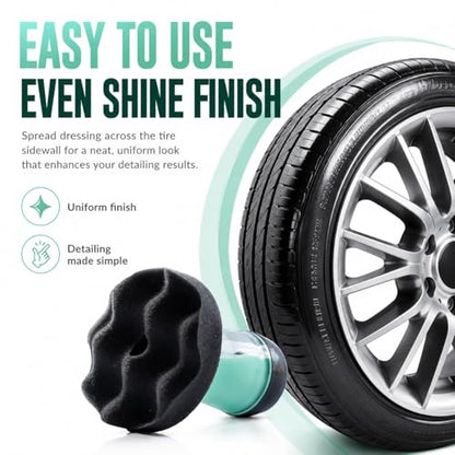 Flow Tire Shine Applicator Pad for Cars & Trucks, Reusable Tire Dressing Applicator, No-Drip Streak-Free Finish, Works with Tire Shine Gels, Sprays & Dressings