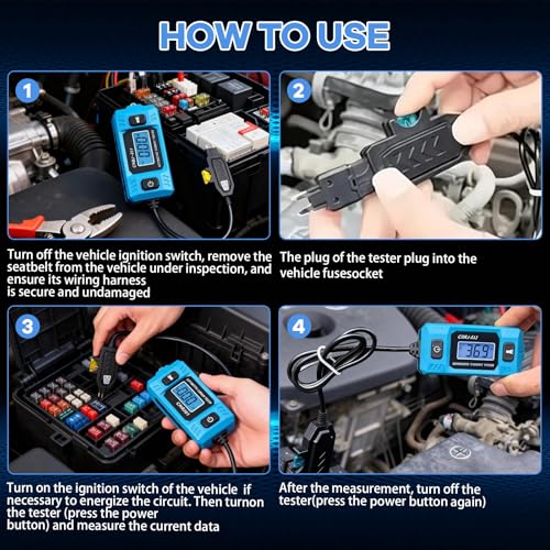 Automotive Circuit Fault Probe Tester, 20A 48V-High-Precision Car Fuse Tester Automotive Current Tester Car Circuit Fault Finder with LED Display Front Light, 2-in-1 Wire Tracer Short Finder