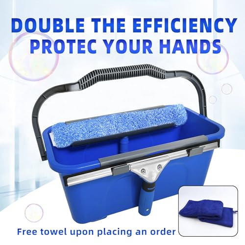 Window Washing Kit,Window Cleaning Squeegee Kit with Bucket | window Cleaning Tool,Squeegee with Shelf Storage for Window Cleaning,window squeegee for home Outdoor Commercial Use - size: 17.7"L x 10.63"W x 7.87"H