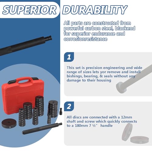 52 in 1 Custom Bushing Driver Set Custom Bushing Bearing & Seal Driver Set Installer Bush Removal Puller Bearing Press Tool Kit Transmission Wheel Axle Bearing Race Seal