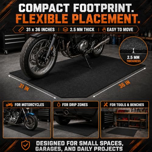 31' x 36' Garage Floor Mat, Absorbent Garage Mat for Oil Spills, Garage Floor Mats for Under Car & Motorcycle, Reusable Leakproof Garage Carpet with PE Backing for Driveway Drips and Stains
