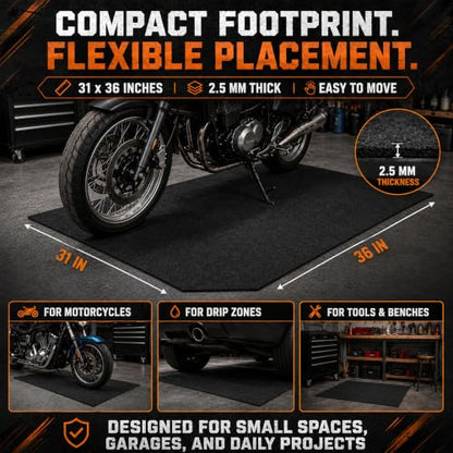 31' x 36' Garage Floor Mat, Absorbent Garage Mat for Oil Spills, Garage Floor Mats for Under Car & Motorcycle, Reusable Leakproof Garage Carpet with PE Backing for Driveway Drips and Stains