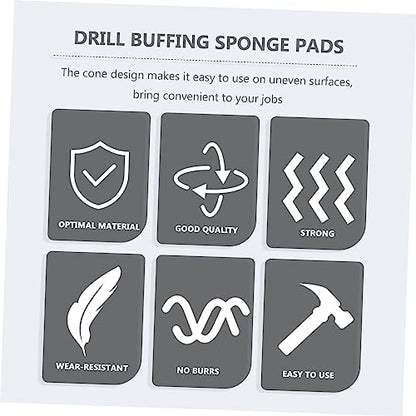 PRETYZOOM 9pcs Car Wheels Polishing Sponge Cone Kit Buffing Pads for Electric Drills Auto Detail Cleaning Tool for Wheel Orange Yellow