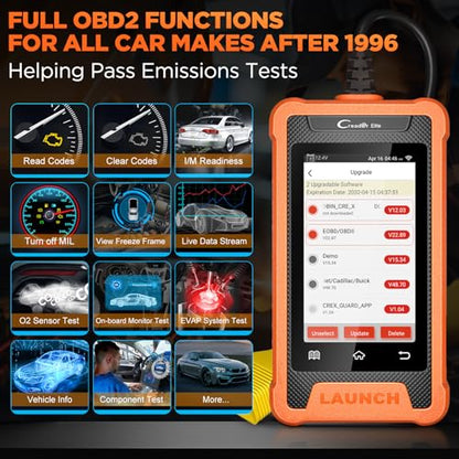LAUNCH Creader Elite OBD2 Scanner Fit for Chrysler Dodge Jeep Ram,Full Systems Code Reader with All Resets,Active Test,Battery Matching Bi-Directional Diagnostic Scan Tool