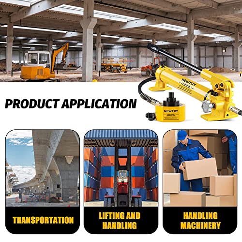 NEWTRY 30 ton Low Profile Hydraulic Jack Porta Power Kit + CP-700 Manual Hydraulic Hand Pump Multi Section Jack, 2.12” Stroke Industrial Mini Hydraulic Cylinder - size: 30T Hydraulic Jack + cp-700 Pump