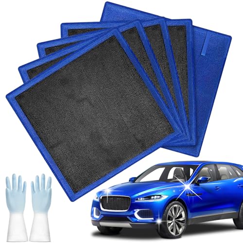 Clay Bar Towel, Car Magic Clay Towel, Clay Towel Auto Detailing, Fine Grade Microfiber Car Clay Bar Towel, Microfiber Magic Clay Cloth, Clay Bar Alternative for Car Detailing (Blue*5) - color: Blue*5