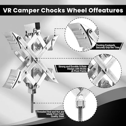 X-Shaped RV Wheel Chock Fit 3.25” to 10.5” Camper Wheel Chock Stabilizer Scissor with Accessories Pair for Travel Trailer, Heavy Duty Tire Wheel Chock Scissor Locking X Chock, 1Pack - size: 10.5inch 1pc