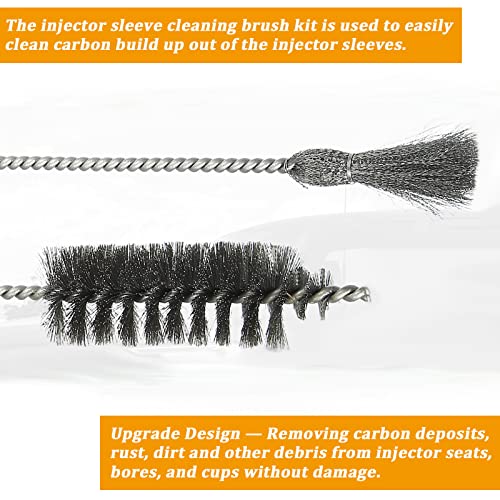 Diesel Injector Sleeve Cup Seat Cleaning Bore Brush Kit Compatible with Ford Powerstroke Caterpillar Navistar Maxxforce