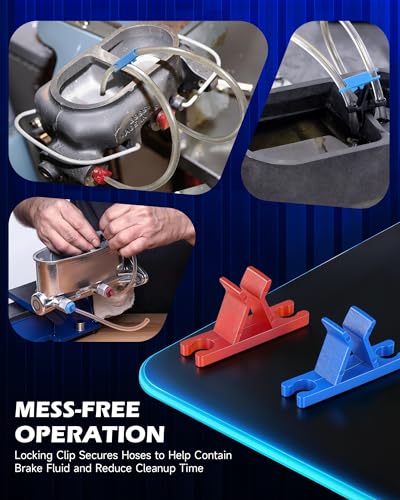 OMT Master Cylinder Bleeder Kit, 21pc Complete Brake Bleeder Tool Kit | Compatible with 13911. Universal fit with SAE/metric fittings, 22" clear hose , Clips and PTFE Tape