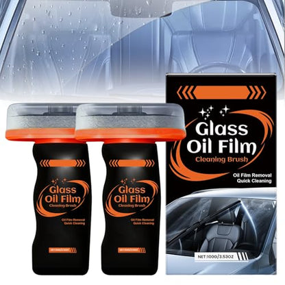 2PC Glass Oil Film Remover for Car, 100ml Roll-On Glass Compound with Cleaning Board, Windshield Cleaner Tool for Automotive Windshield/Window/Mirror Cleaning