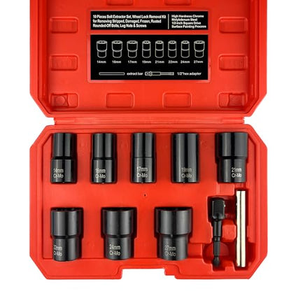 STXDY 10Pcs Bolt Nut Extractor Set, 1/2-Inch Stripped Bolt Extractor Kit, Easy Out Bolt Remover Set for Rusted, Rounded, Damaged Nuts Screws - style: 10Pcs