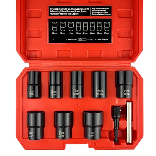 STXDY 10Pcs Bolt Nut Extractor Set, 1/2-Inch Stripped Bolt Extractor Kit, Easy Out Bolt Remover Set for Rusted, Rounded, Damaged Nuts Screws - style: 10Pcs