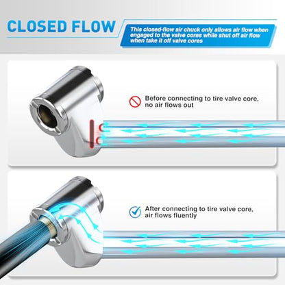 Nilight Dual Head Tire Pressure Gauge Heavy Duty Truck Air Chuck Range 10-150PSI 1-10Bar Tire Pressure Checker Straight-On Tire Air Gauge Extended Tube for Semi Truck, RV, Car, Motorcycle - color: 2pc Tire Pressure Gauge