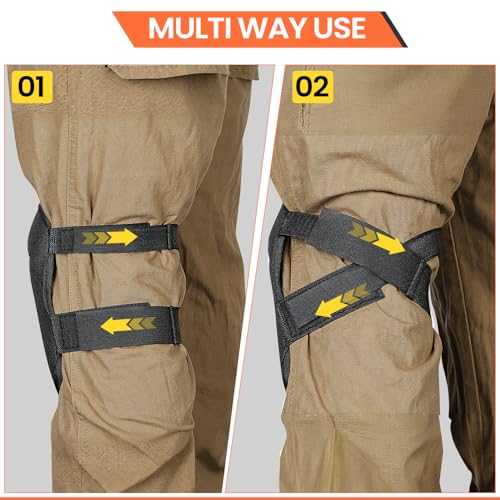 Professional Anti-Slip Knee Pads with Adjustable Straps, Kneepad Heavy Duty Foam Padding for Gardeners, Workers, Sports, Black, Black 1 Pairs