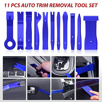 Nilight Trim Removal Tool 102 Pcs, Auto Push Pin Bumper Retainer Clip Set Fastener Terminal Remover Tool Round Handle Crowbar Kit Car Panel Radio Removal Auto Clip Pliers - color: 102 Clips+ Remover Tools Blue