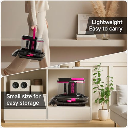 WECLEAN C5 Portable Carpet Cleaner Upholstery Deep Cleaner, Deep Cleaning for Carpet,Car Couch, with Deep Cleaning Solution,Blackpink - color: Black pink