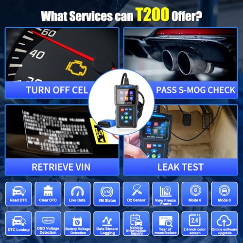 Check Engine Code Reader, OBD 2 Scanner T200, Car Diagnostic Scanner, Vehicle Code Reader for Cars and Trucks, Plug & Play with Live Data