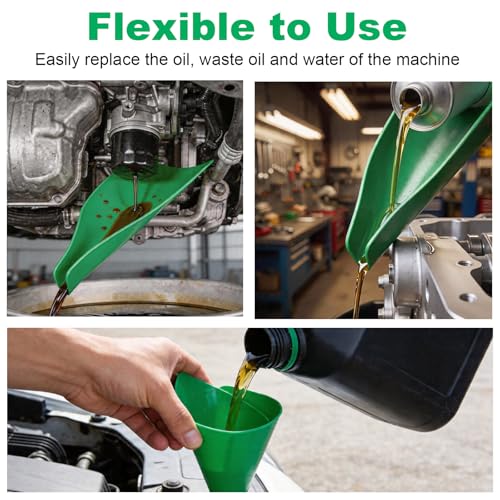 Silicone Form a Funnel, Wide Mouth, Spill-Free Filling, Foldable Flexible Funnel for Oil Change, Universal Flexible Drain Funnel for Automotive Engine Oil, Transmission Fluid, Narrow Space Environment