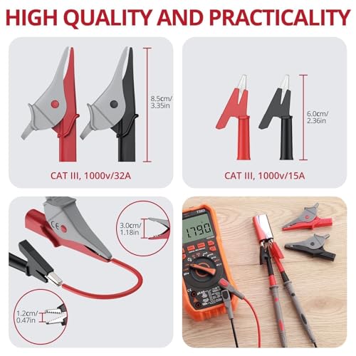 BINTA 25-Piece Silicone Multimeter Leads Kit for Electricians & DIY Users， Professional Test Leads with Replaceable Probes, Alligator Clips & Tweezer for Industrial Automotive Home Electrical Testing - style: 25PCS