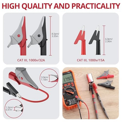 BINTA 25-Piece Silicone Multimeter Leads Kit for Electricians & DIY Users | Professional Test Leads with Replaceable Probes, Alligator Clips & Tweezer for Industrial Automotive Home Electrical Testing - style: 25PCS