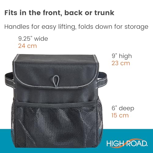 Carganizer Small Car Storage Bin with Lid for Trunk, Front Seat or Backseat | Multipurpose Compact Car Organizer Holds Driving Essentials, Cleaning Supplies, Emergency Items and Pet Needs - size: 9 × 9 × 6 inches