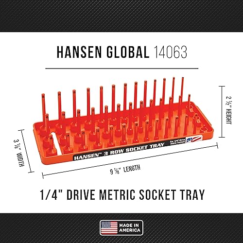 HANSEN 3 Row Socket Holder, Orange, Pack of 6 (92015) - color: Orange