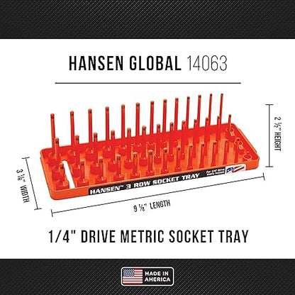 HANSEN 3 Row Socket Holder, Orange, Pack of 6 (92015) - color: Orange