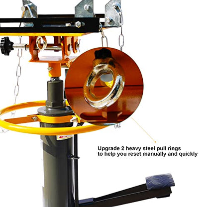 Transmission Jack, 1600 LBS Capacity Adjustable Height Hydraulic Transmission Jack, 2 Spring High Lift Vertical Telescoping Floor Jack Stand,360°Swivel Wheel W/Brakes (1600lbs, Yellow) (Yellow) - color: Yellow
