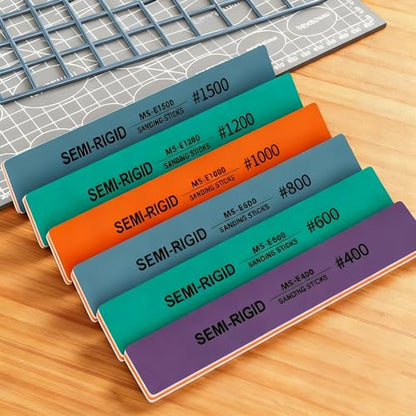 IRISFLY 6Pcs Sanding Sticks,Polishing Sticks Assorted,Model Hobby Making Tools,Metal and Plastic Sanding Tools for Gundam Repairing,Model Craft Amateur Beginner (400,600,800,1000,1200,1500 Grit) - style: 400,600,800,1000,1200,1500 Grit